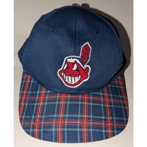Cleveland Indians Chief Wahoo Plaid OC Outdoor Cap Snapback Hat Vintage MLB EUC